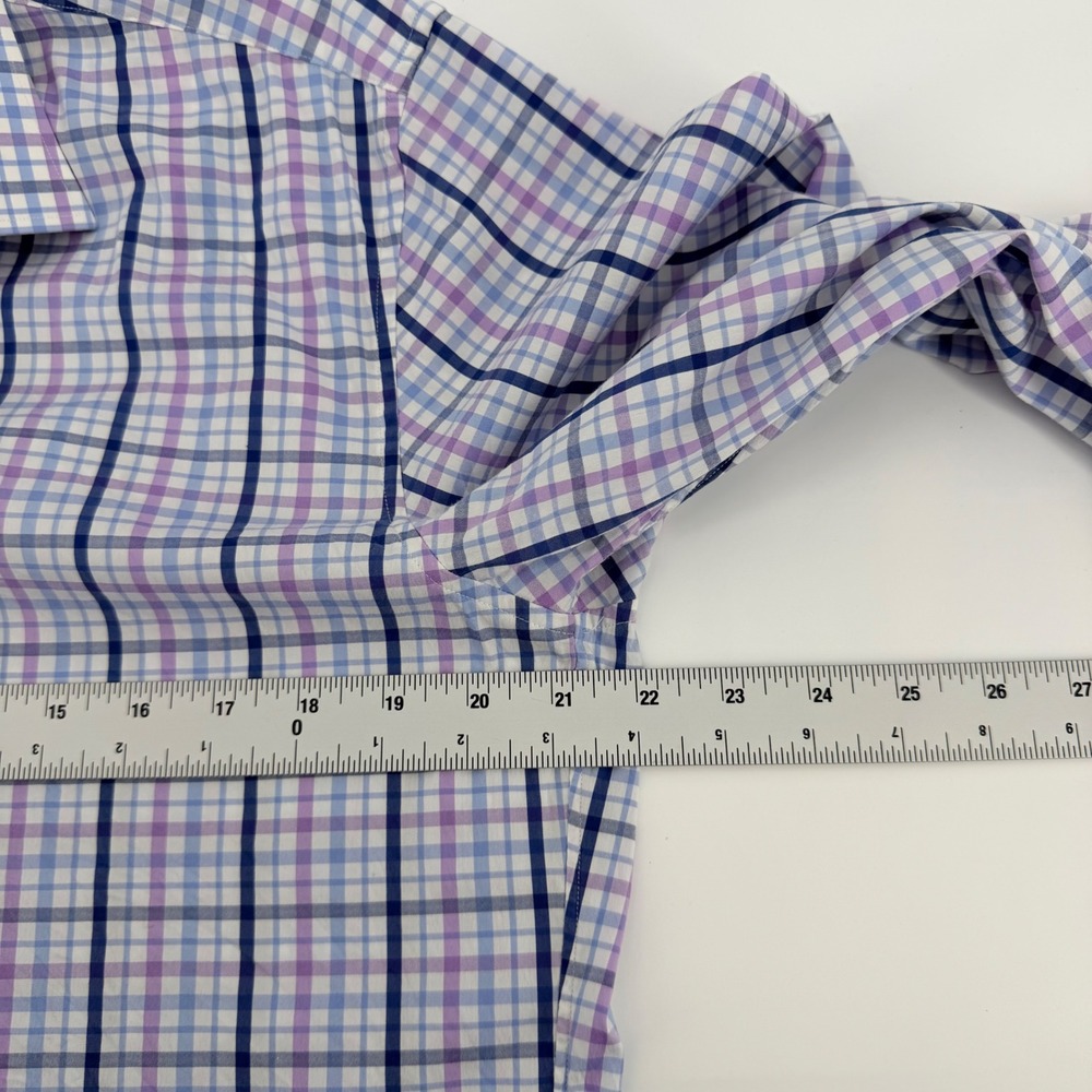 Bonobos Stretch Slim Fit Dress Shirt Plaid Check Purple Blue 16 x 34 Mens - Picture 5 of 7